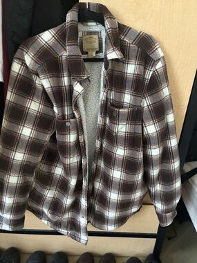 Brown & cream flannel shacket